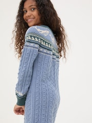 FatFace Light Blue Shelter Fairisle Pattern Dress - Image 3 of 6