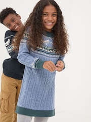 FatFace Light Blue Shelter Fairisle Pattern Dress - Image 4 of 6