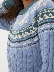 FatFace Light Blue Shelter Fairisle Pattern Dress - Image 5 of 6