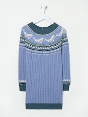 FatFace Light Blue Shelter Fairisle Pattern Dress - Image 6 of 6