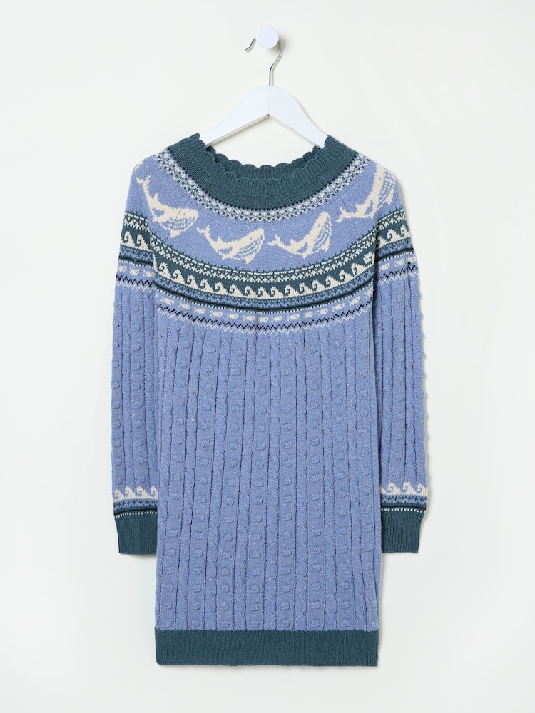 FatFace Light Blue Shelter Fairisle Pattern Dress - Image 6 of 6