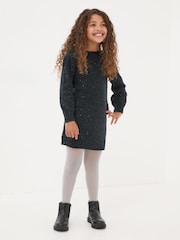 Navy Sequin Knitted Dress - Image 2 of 4