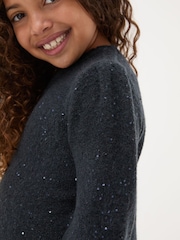 Navy Sequin Knitted Dress - Image 4 of 4
