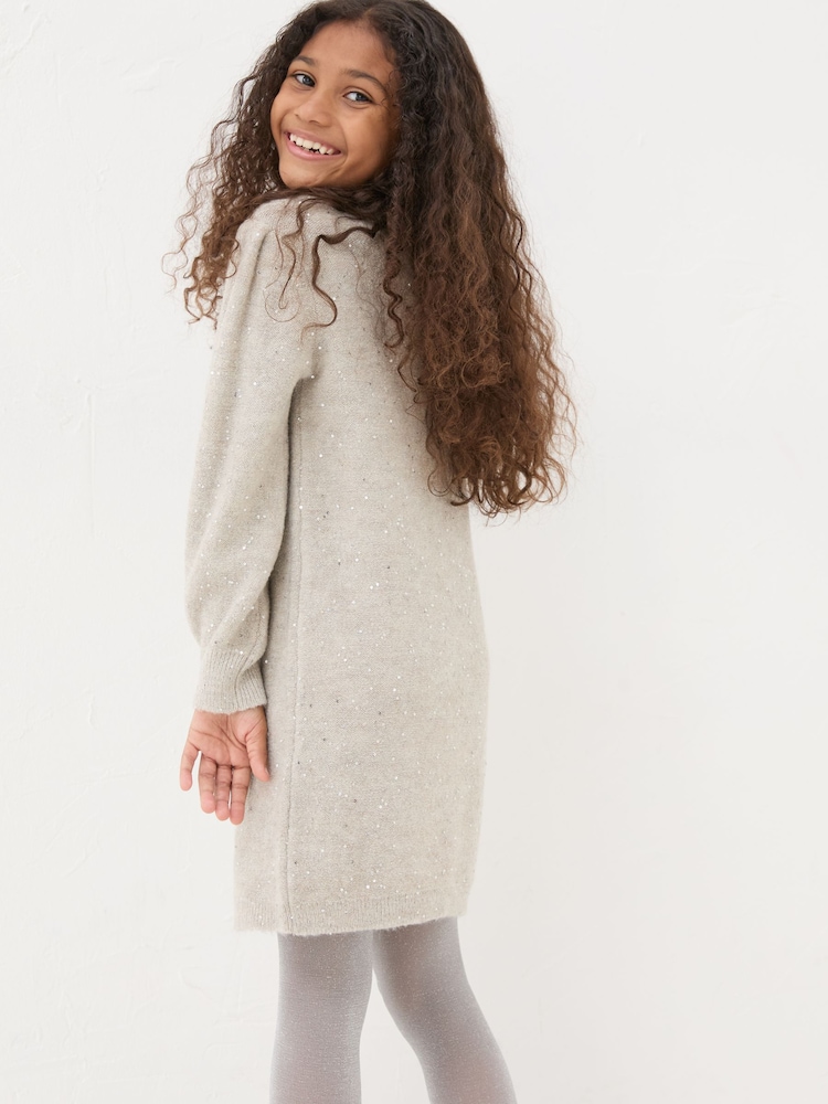 Oatmeal Sequin Knitted Dress - Image 2 of 4 Oatmeal Sequin Knitted Dress - Image 2 of 4