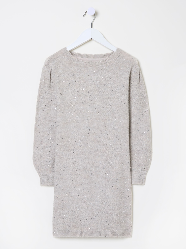 Oatmeal Sequin Knitted Dress - Image 4 of 4