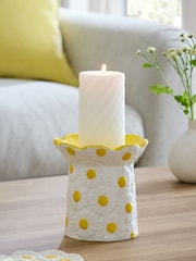 Yellow Floral Daisy Embossed Candle Holder - Image 1 of 5