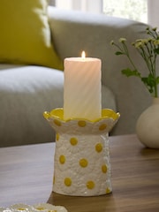 Yellow Floral Daisy Embossed Candle Holder - Image 2 of 5