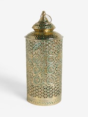 Gold Metal Cutout Patterned Medium Lantern - Image 5 of 6