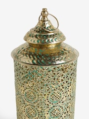 Gold Metal Cutout Patterned Medium Lantern - Image 6 of 6