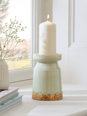 Neutral Speckled Reactive Glazed Pillar Candle Holder - Image 1 of 4