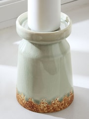 Neutral Speckled Reactive Glazed Pillar Candle Holder - Image 3 of 4