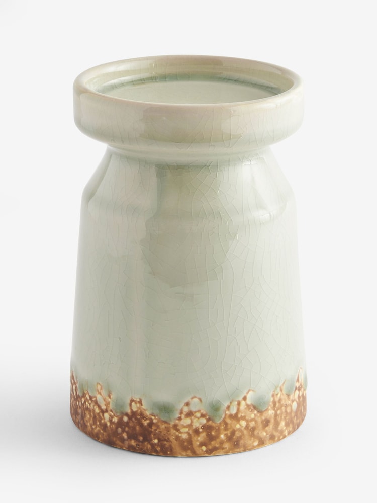Neutral Speckled Reactive Glazed Pillar Candle Holder - Image 4 of 4