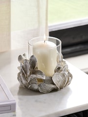 Silver Floral Tea Light Hurricane Candle Holder - Image 1 of 1