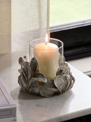 Silver Floral Tea Light Hurricane Candle Holder - Image 2 of 4