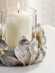 Silver Floral Tea Light Hurricane Candle Holder - Image 3 of 4