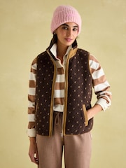 Joules Lilah Chocolate Brown Printed Gilet - Image 5 of 9