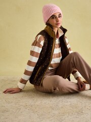 Joules Lilah Chocolate Brown Printed Gilet - Image 8 of 9