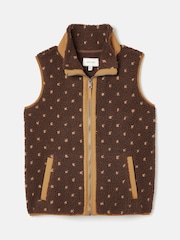 Joules Lilah Chocolate Brown Printed Gilet - Image 9 of 9