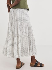 JD Williams White Crinkle Midi Skirt - Image 2 of 4