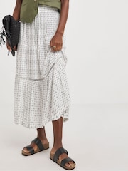 JD Williams White Crinkle Midi Skirt - Image 3 of 4