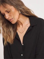 JD Williams Black 100% Cotton Cheesecloth Shirt - Image 4 of 4