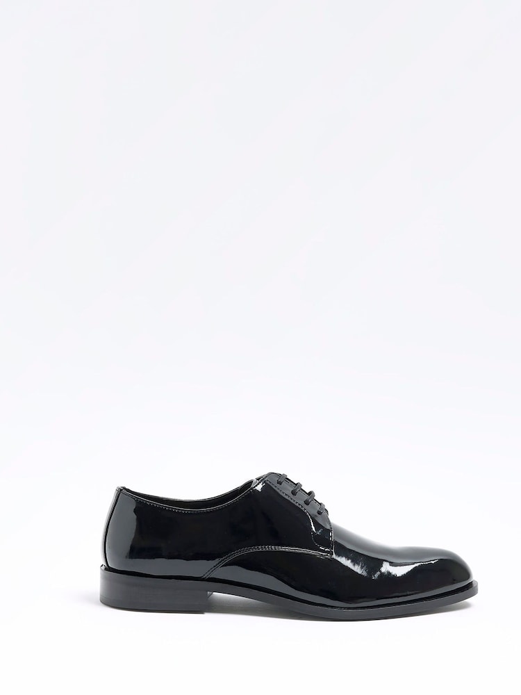 River Island Black Patent Derby Shoes - Image 1 of 5