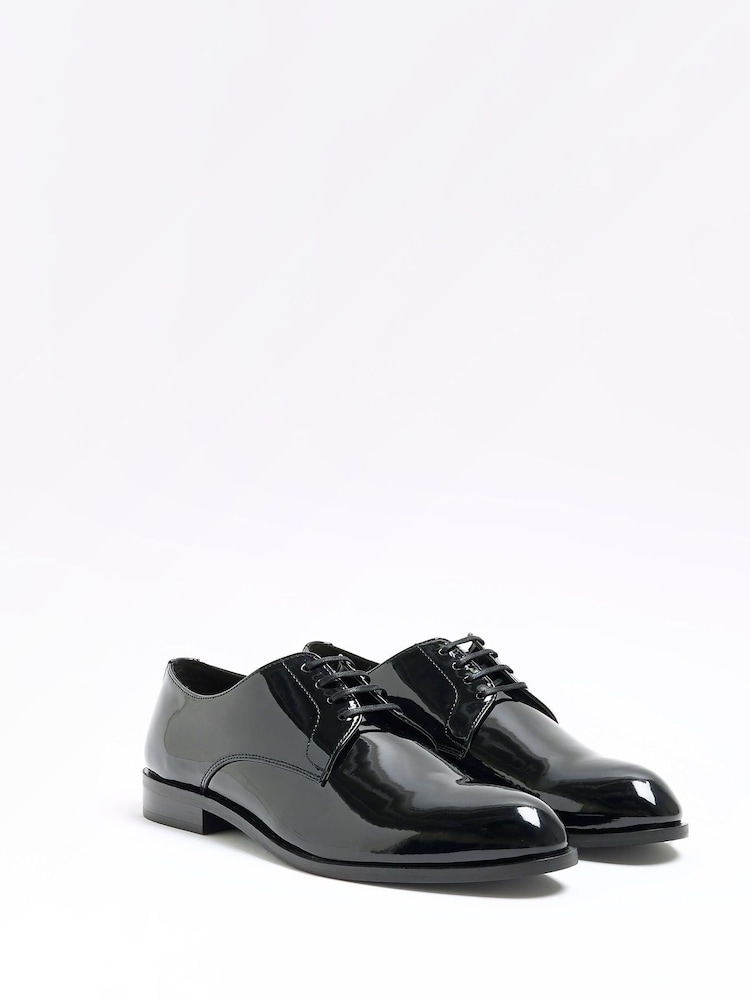 River Island Black Patent Derby Shoes - Image 2 of 5
