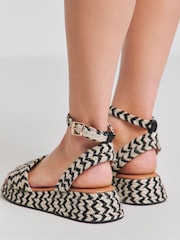 Simply Be Brown Wide Fit Low Espadrille Wedge Mono Sandals - Image 2 of 4