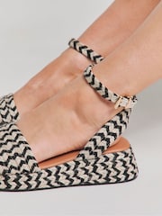 Simply Be Brown Wide Fit Low Espadrille Wedge Mono Sandals - Image 3 of 4