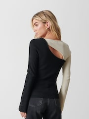 Pretty Lavish Black Brogan Contrast Knit Top - Image 2 of 3