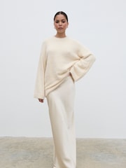 Pretty Lavish Cream Lula Crew Fluffy Yarn Jumper - Image 1 of 4
