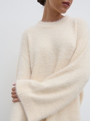 Pretty Lavish Cream Lula Crew Fluffy Yarn Jumper - Image 3 of 4
