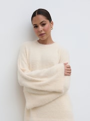 Pretty Lavish Cream Lula Crew Fluffy Yarn Jumper - Image 4 of 4