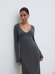 Pretty Lavish Grey Scarlett Tie Knit Dress - Image 4 of 5