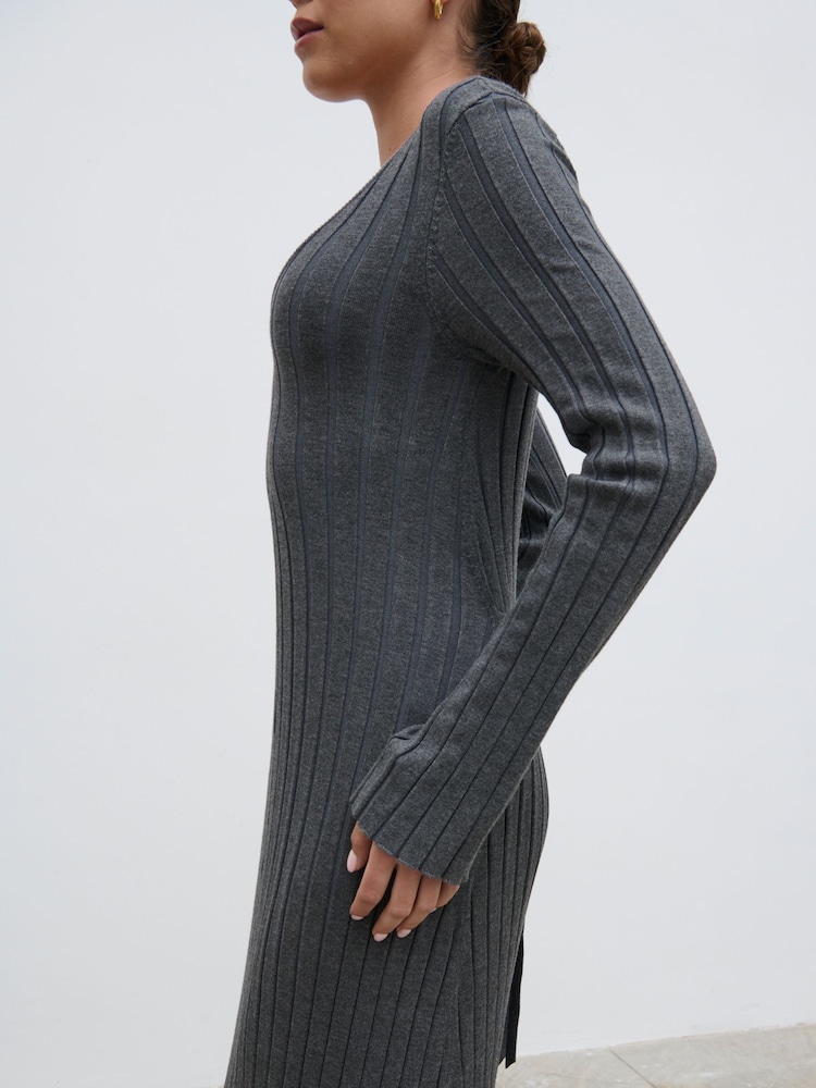 Pretty Lavish Grey Scarlett Tie Knit Dress - Image 5 of 5 Pretty Lavish Grey Scarlett Tie Knit Dress - Image 5 of 5