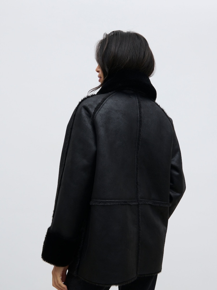 Pretty Lavish Black Sawyer Aviator Coat - Image 2 of 3