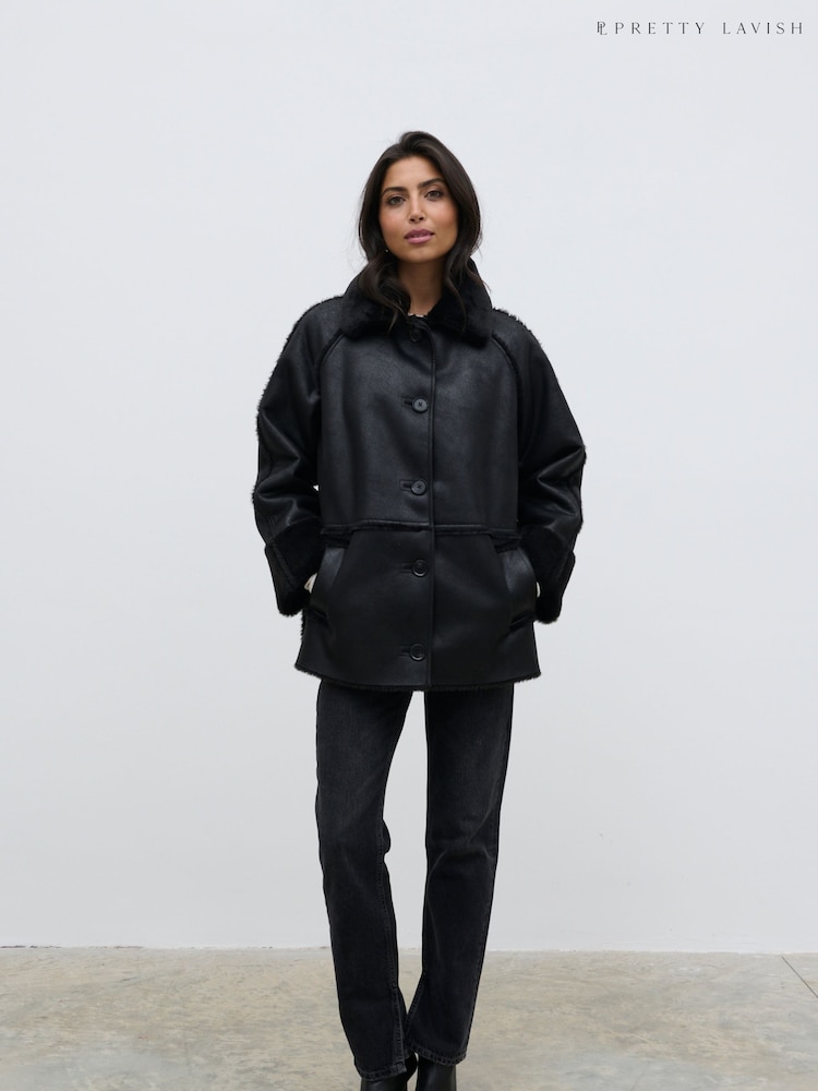 Pretty Lavish Black Sawyer Aviator Coat - Image 5 of 5