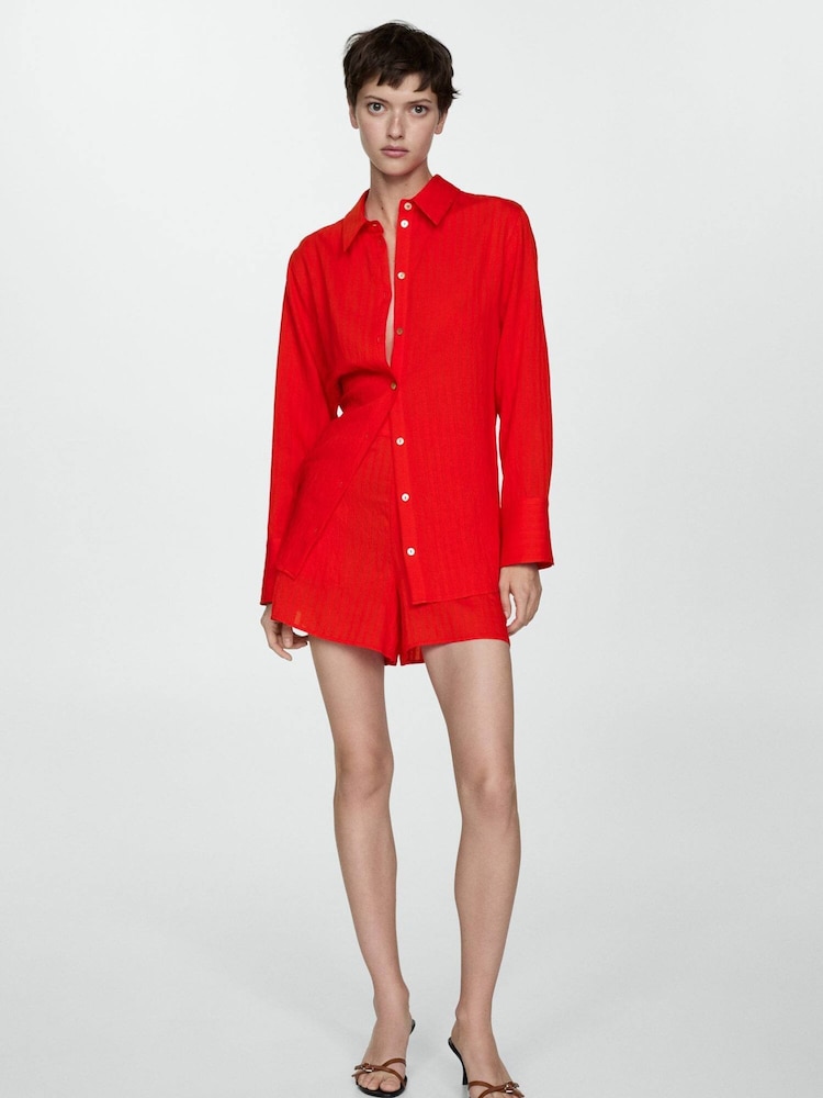 Mango Red Stripe-Patterned Shirt - Image 1 of 6 Mango Red Stripe-Patterned Shirt - Image 1 of 6
