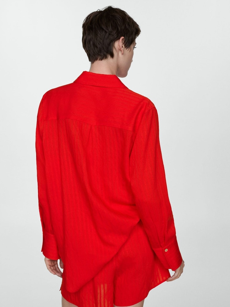 Mango Red Stripe-Patterned Shirt - Image 2 of 6 Mango Red Stripe-Patterned Shirt - Image 2 of 6