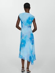 Mango Blue Print Wrap Dress - Image 2 of 7