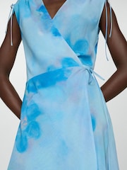 Mango Blue Print Wrap Dress - Image 5 of 7