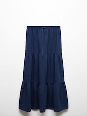 Mango Blue Long 100% Cotton Flared Skirt - Image 6 of 6