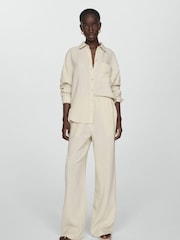 Mango Cream Chest Pocket 100% Cotton Shirt - Image 1 of 7
