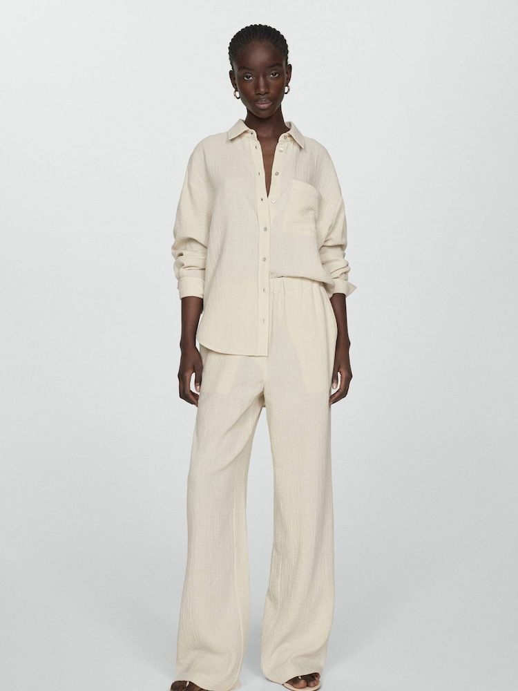 Mango Cream Chest Pocket 100% Cotton Shirt - Image 1 of 7