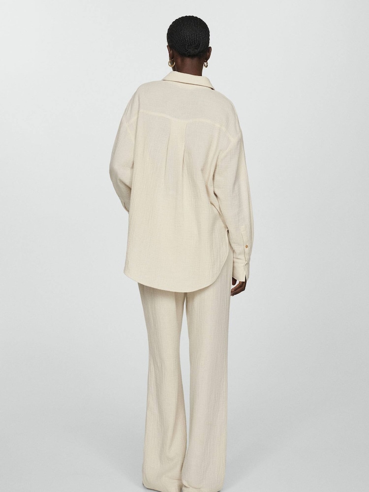 Mango Cream Chest Pocket 100% Cotton Shirt - Image 2 of 7 Mango Cream Chest Pocket 100% Cotton Shirt - Image 2 of 7