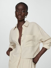 Mango Cream Chest Pocket 100% Cotton Shirt - Image 3 of 7