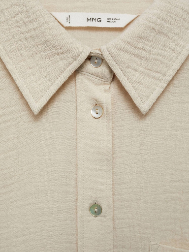 Mango Cream Chest Pocket 100% Cotton Shirt - Image 7 of 7