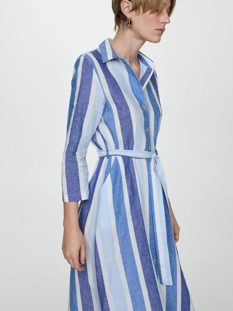Linen Dress Phase Eight Willa Stripe Dress Mango Blue Belted
