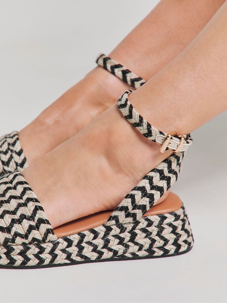 Simply Be Brown Extra Wide Fit Low Espadrille Wedge Two Part Sandals - Image 3 of 3 Simply Be Brown Extra Wide Fit Low Espadrille Wedge Two Part Sandals - Image 3 of 3