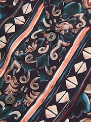 Reiss Dark Teal Finn 3-9 yrs Ornamental Print Cuban Collar Shirt - Image 3 of 3
